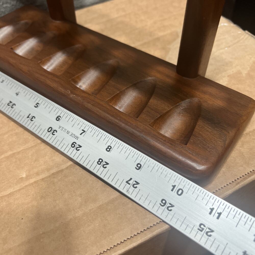 Vintage Duk-IT 6 Pipe Genuine Walnut Wood Stand Rest 10.5" - Picture 9 of 12